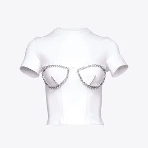 AREA Crystal Bustier Cup T-Shirt